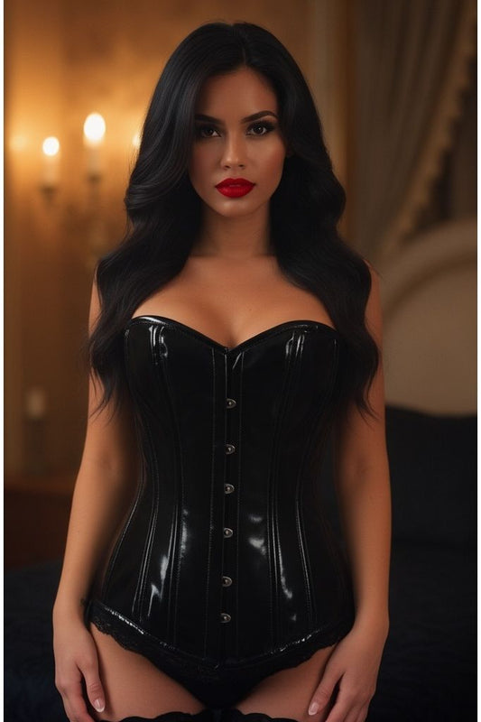 Lavish Black Patent Overbust Corset - Daisy Corsets