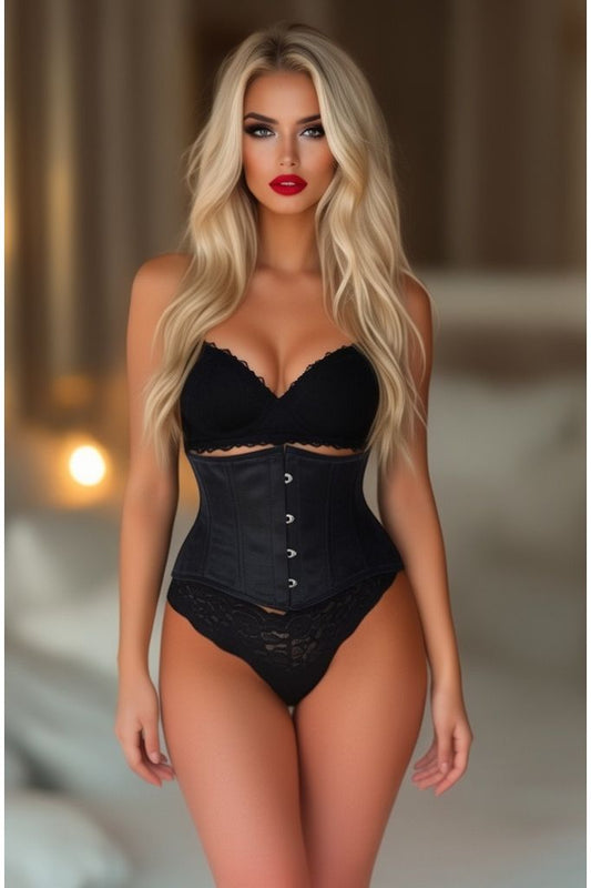 Lavish Black Satin Mini Cincher - Daisy Corsets