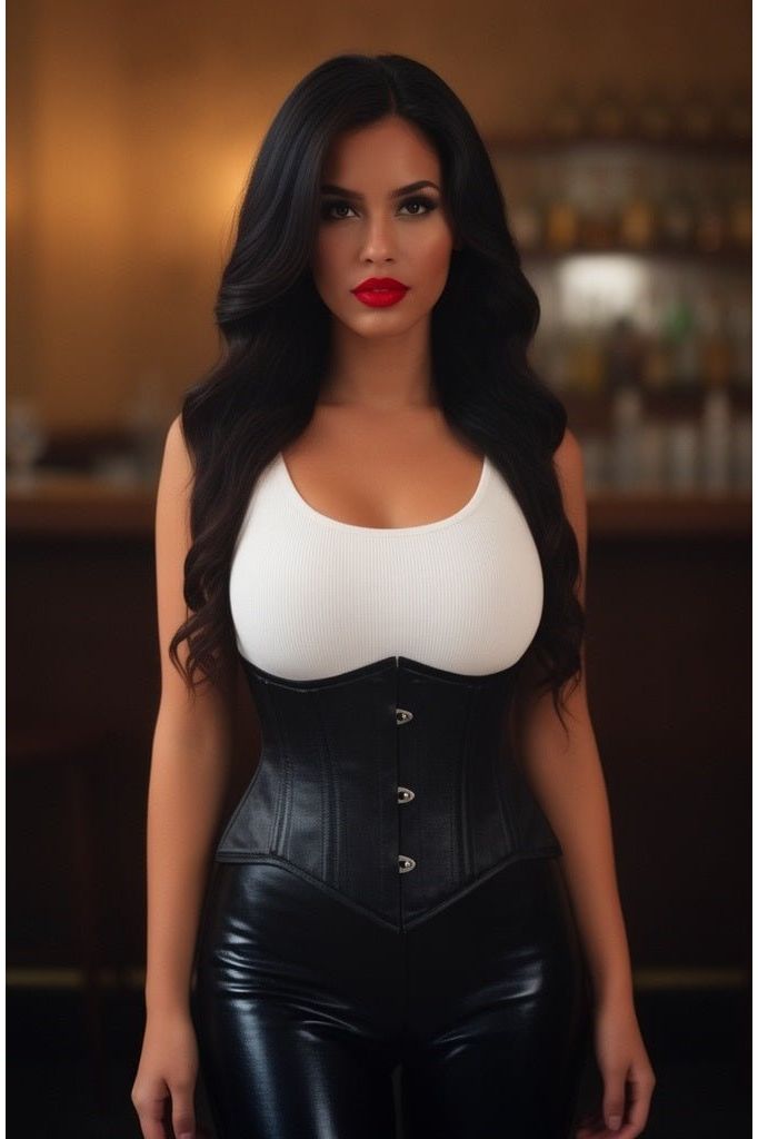 Lavish Black Satin Mini Cincher Underbust Corset Waist Cincher Busk Closure - Daisy Corsets