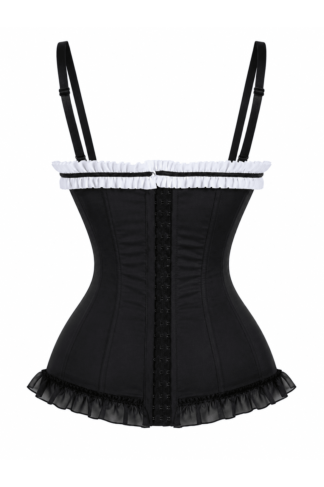 Lavish Black & White Stretch Lycra Bustier Corset with Underwire Cups - Daisy Corsets