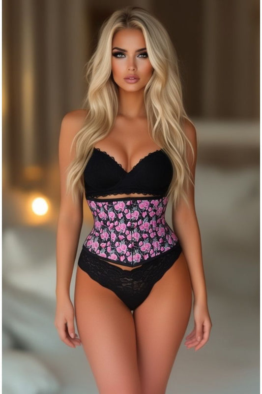 Lavish Floral Print Mini Cincher - Daisy Corsets