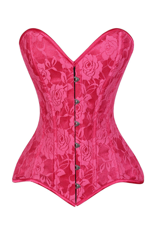 Lavish Fuchsia Lace Overbust Corset Sweetheart Neckline Busk Closure - Daisy Corsets