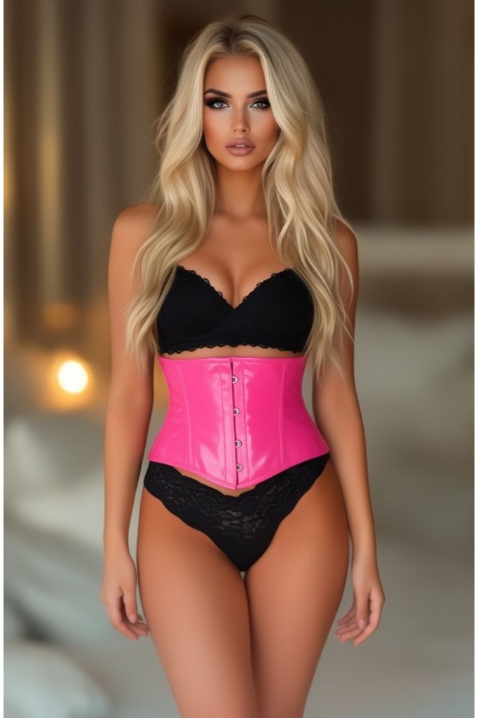 Lavish Hot Pink Patent Mini Cincher - Daisy Corsets
