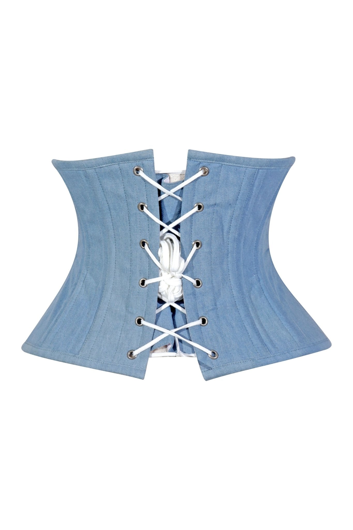 Lavish Lt Denim Mini Waist Cincher Underbust Corset Top - Daisy Corsets