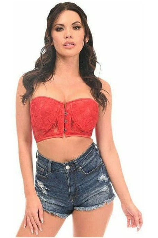 Lavish Red Lace Underwire Short Bustier - Daisy Corsets