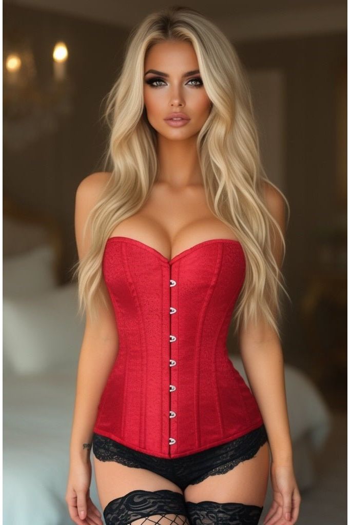 Lavish Wine Brocade Corset - Daisy Corsets