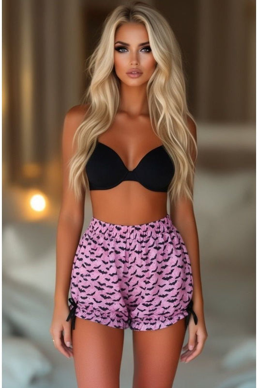 LIMITED EDITION Black/Pink Bats Crepe Bloomers - Daisy Corsets