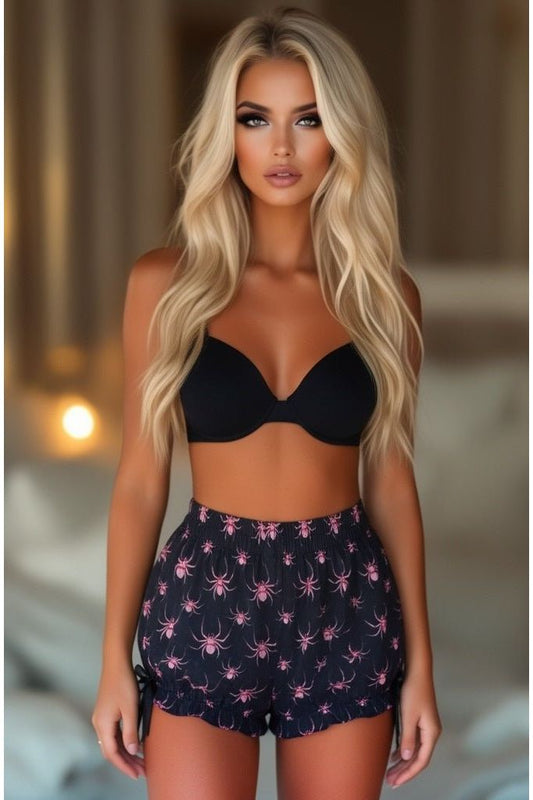 LIMITED EDITION Black/Pink Spider Crepe Bloomers - Daisy Corsets