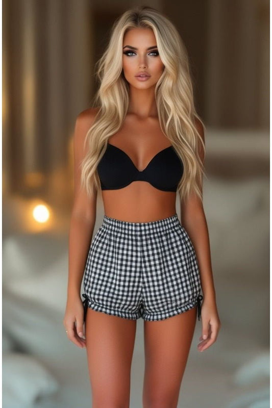 LIMITED EDITION Black/White Gingham Crepe Bloomer - Daisy Corsets