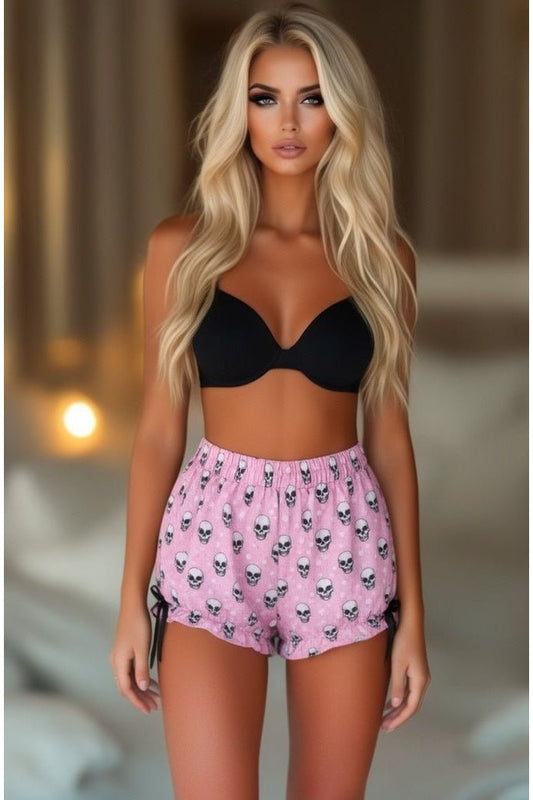 LIMITED EDITION Pink Skulls Crepe Bloomers - Daisy Corsets