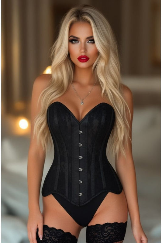 Top Drawer Black Sheer Mesh Net & Lace Steel Boned Overbust Corset - Daisy Corsets