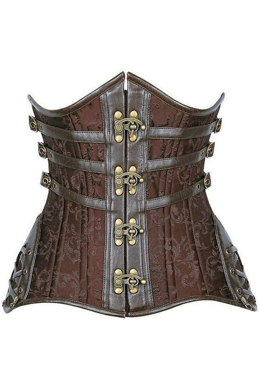Top Drawer CURVY Brown Steampunk Steel Double Boned Under Bust Corset - Daisy Corsets