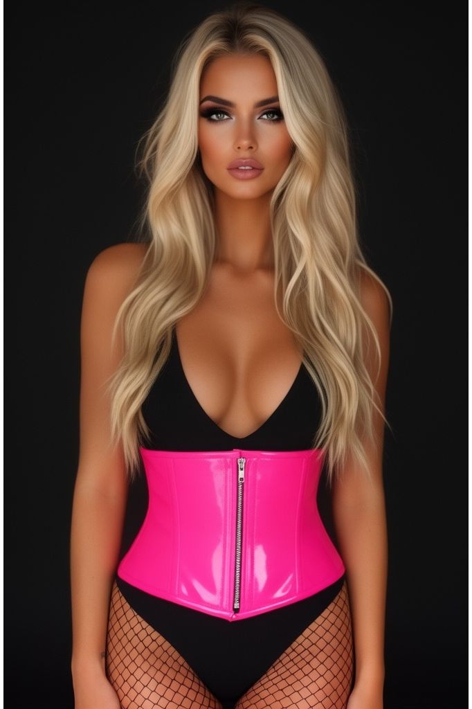 Top Drawer Hot Pink Patent Steel Boned Mini Cincher - Daisy Corsets