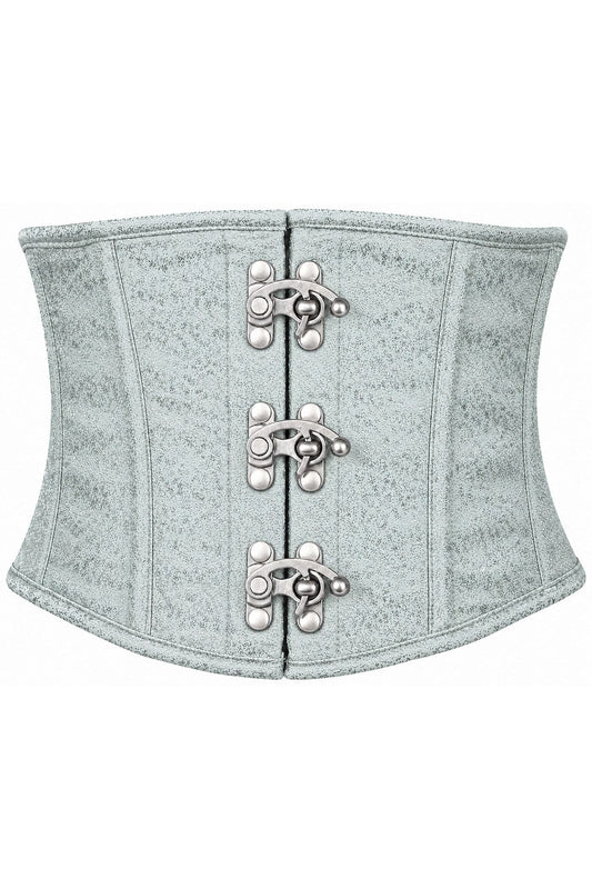 Top Drawer Mint Green Brocade Steel Boned Mini Cincher w/Clasps - Daisy Corsets