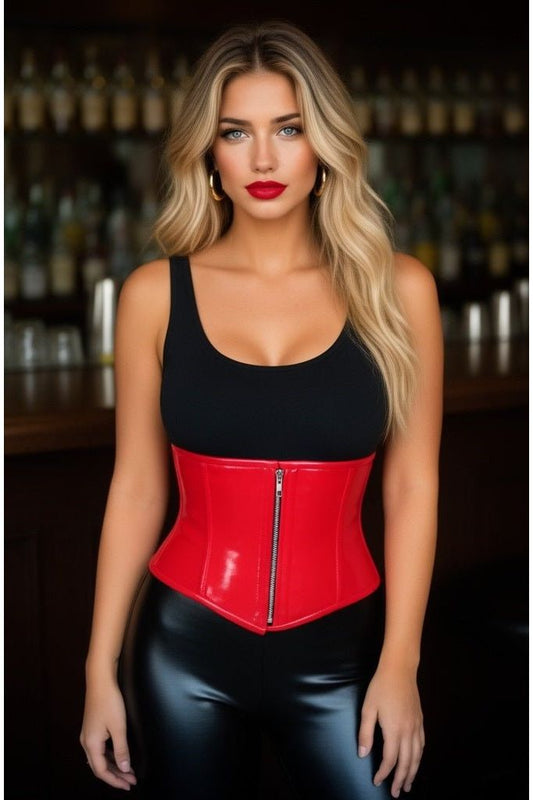 Top Drawer Red Patent Steel Boned Mini Cincher - Daisy Corsets