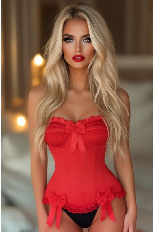 Top Drawer Red Satin Steel Boned Burlesque Corset - Daisy Corsets