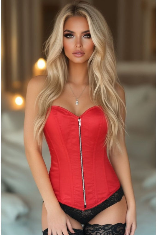 Top Drawer Red Satin Steel Boned Corset - Daisy Corsets