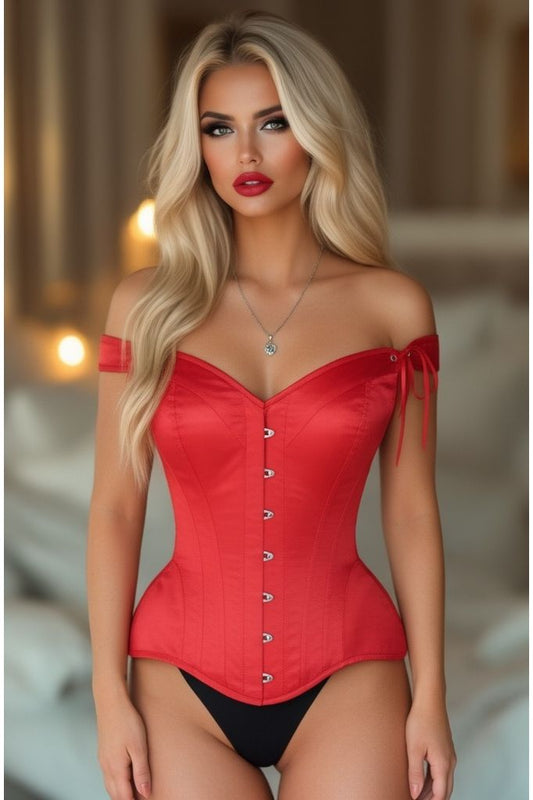 Top Drawer Red Satin Steel Boned Corset w/Straps - Daisy Corsets
