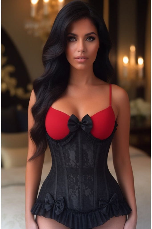 Top Drawer Steel Boned Black Lace Underwire Burlesque Underbust Corset Cincher - Daisy Corsets