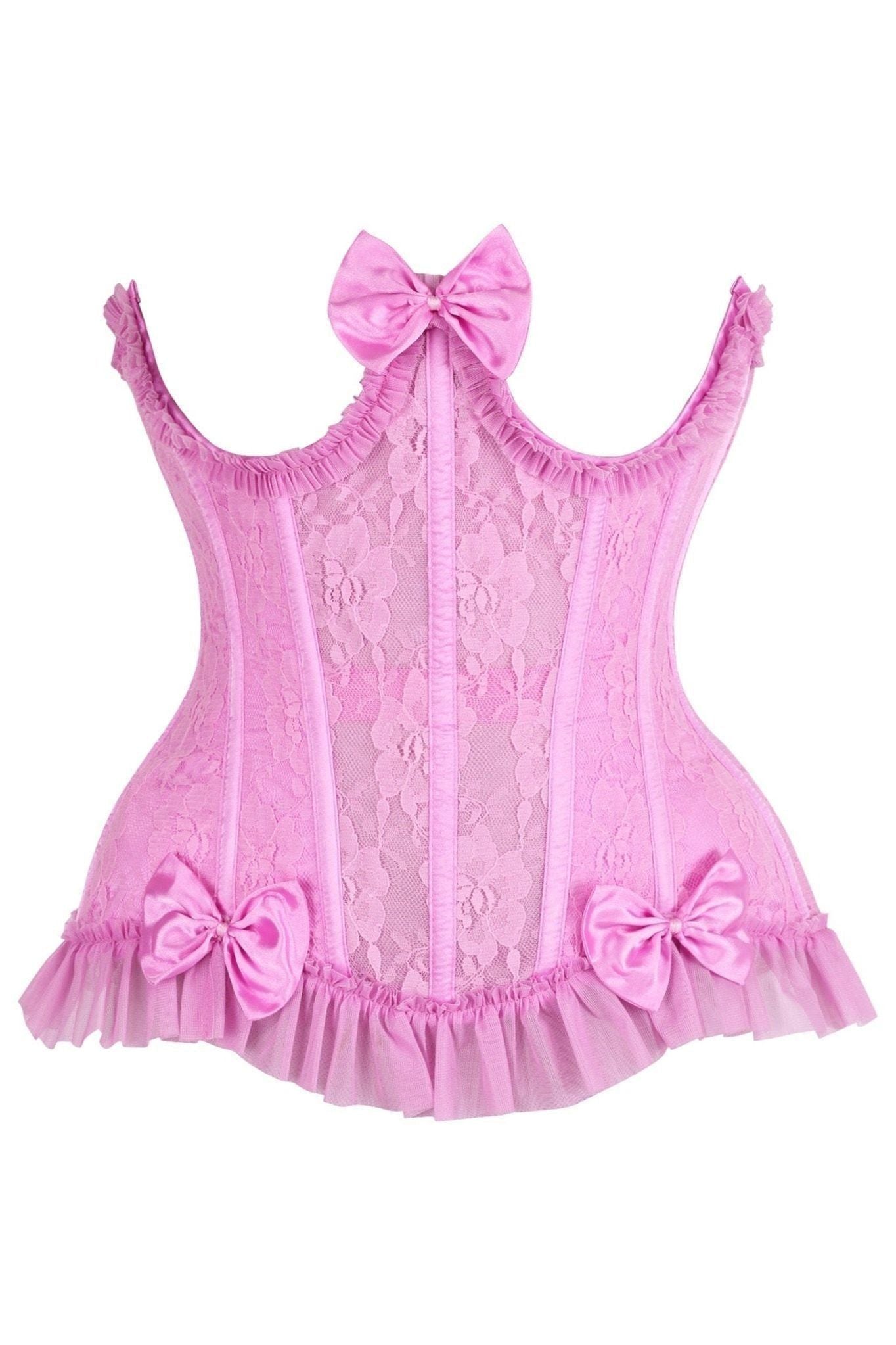 Top Drawer Steel Boned Pink Lace Underwire Burlesque Underbust Corset Cincher - Daisy Corsets