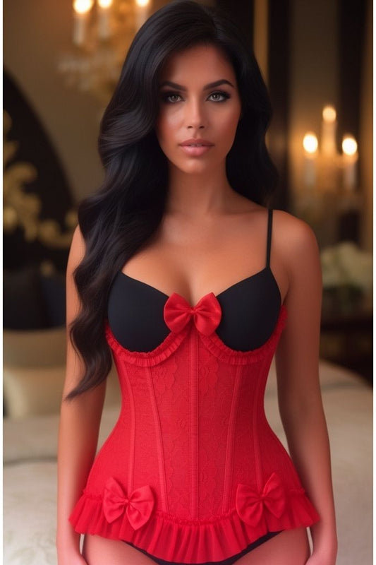 Top Drawer Steel Boned Red Lace Underwire Burlesque Underbust Corset Cincher - Daisy Corsets
