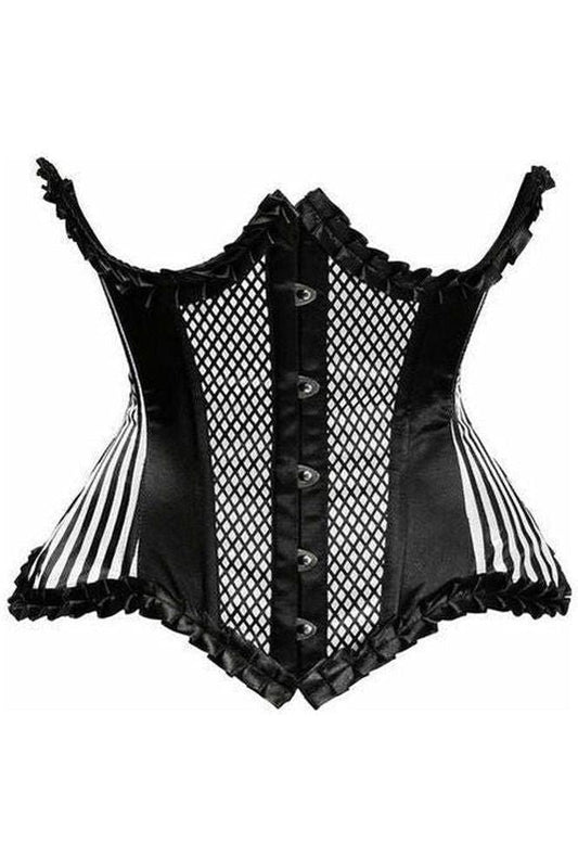 Top Drawer White Burlesque Underwire Curvy Cut Waist Cincher Corset - Daisy Corsets