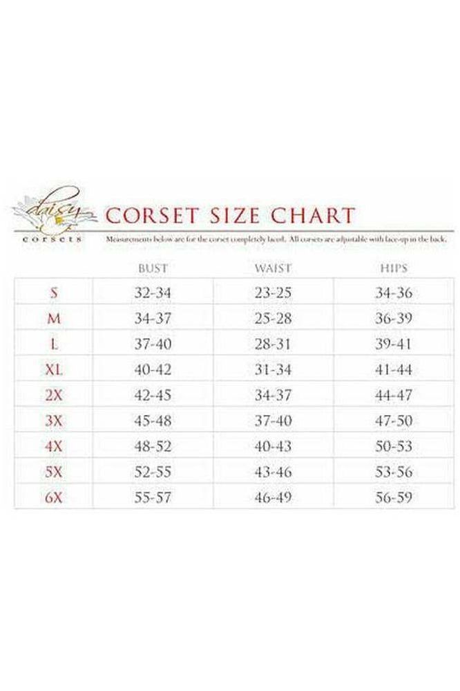 Top Drawer White Satin w/Black Lace Overlay Steel Boned Uniforming Corset w/Straps - Daisy Corsets