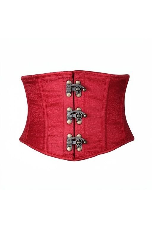 Top Drawer Wine Brocade Steel Boned Mini Cincher w/Clasps - Daisy Corsets