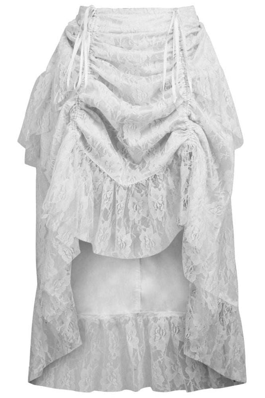 White Lace Adjustable High Low Bustle Skirt