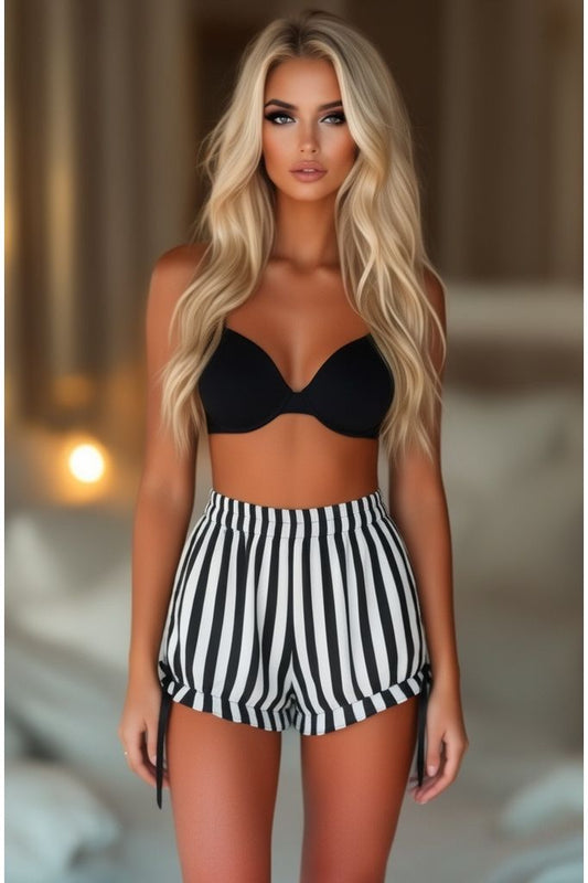 White/Black Striped Bloomers - Daisy Corsets